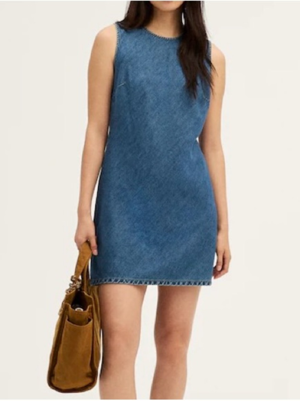 NWT Madewell Crewneck Sleeveless Mini Dress in Airy Denim (Sundale Wash)